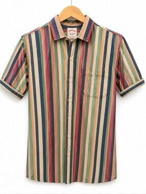 Men's Multicolor Vertical Stripe Short Sleeve Shirt